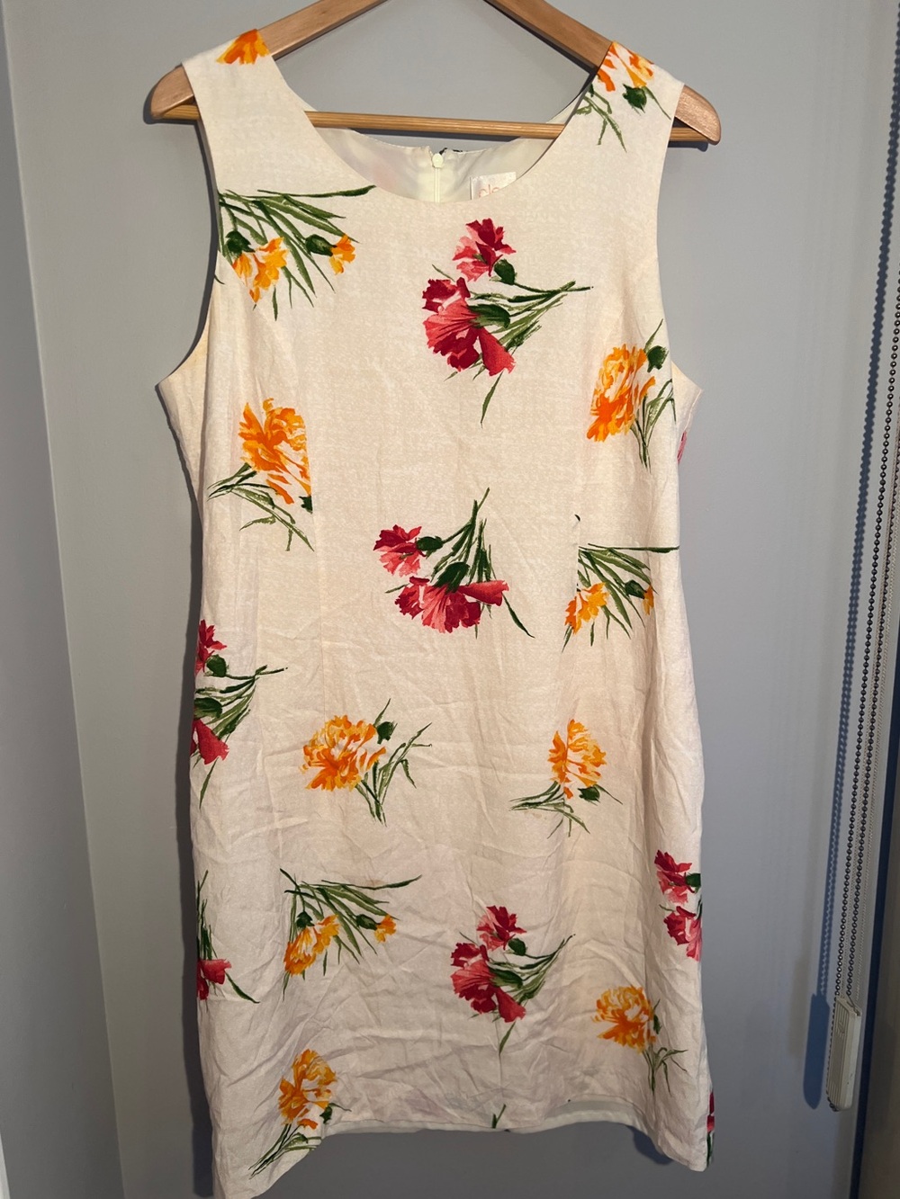 cleo vintage Floral Dress in Cream with Pink & Orange Blooms